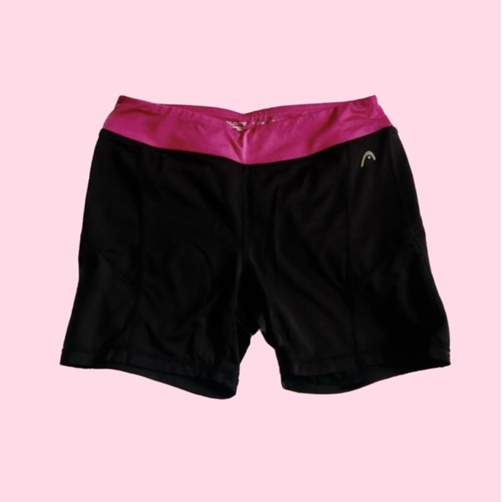Head Spandex / Polyester Women's Black & Hot Pink Biker Shorts ● Size Medium